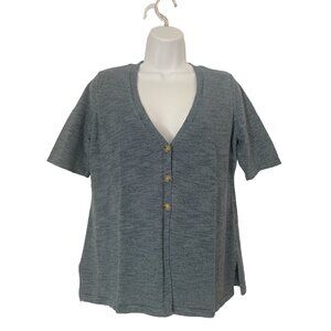 Croft & Barrow Womens Button Front Knit Cardigan Blue V-Neck Size PS
